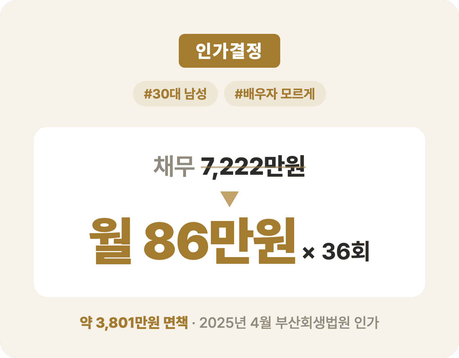 채무와 월 변제금 요약